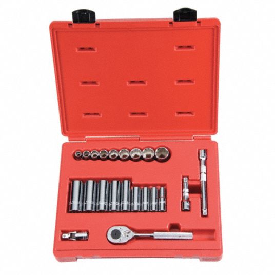 PROTO, 3/8 in Drive, 22 Piece, Socket Wrench Set - 5C875|J52136