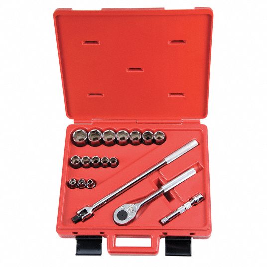 PROTO, 1/2 in Drive, 18 Piece, Socket Wrench Set - 5C894