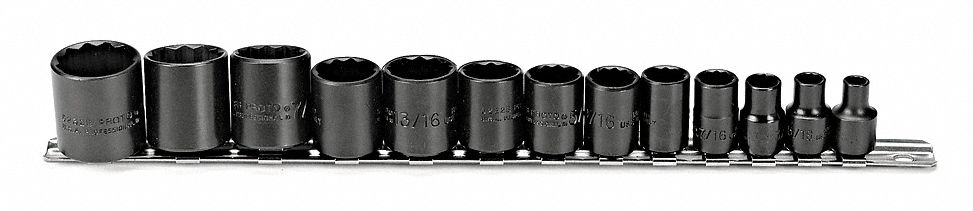 SOCKET SET 12PT BLACK 3/8 DR 13PC