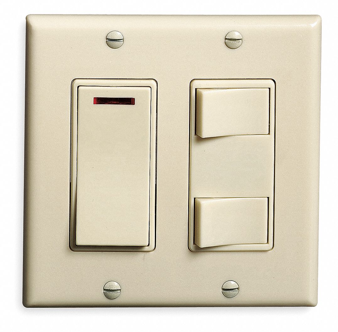 BROAN Switch, Ivory, Rocker, 3-Function w/ Indicator Light, 20 Max ...