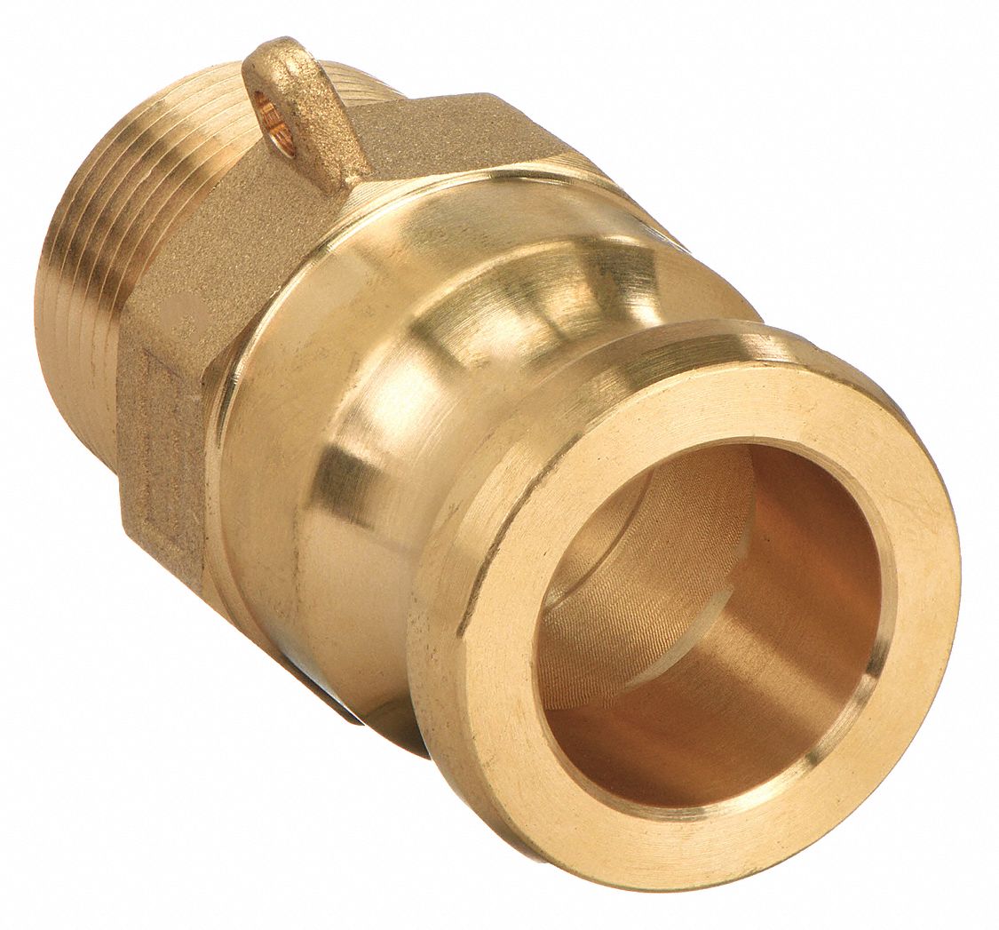 Cam and Groove Adapter: 1 1/2 in Coupling Size, 1 1/2 in Hose Fitting Size, 3 in Overall Lg, MNPT