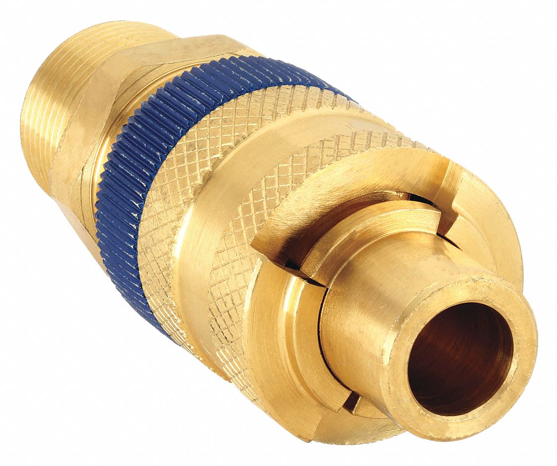 QUICK CONNECT HOSE COUPLING, ½ IN BODY SIZE, ¾ IN HOSE FITTING SIZE, MNPT, BRASS