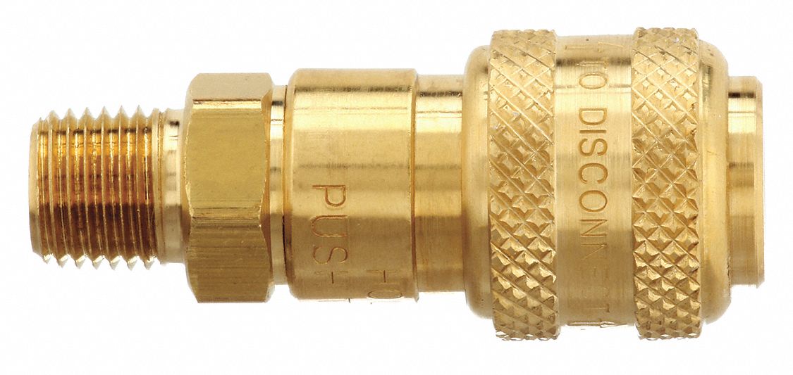 QUICK CONNECT HOSE COUPLING, ¼ IN BODY SIZE, ¼ IN HOSE FITTING SIZE, MNPT, BRASS