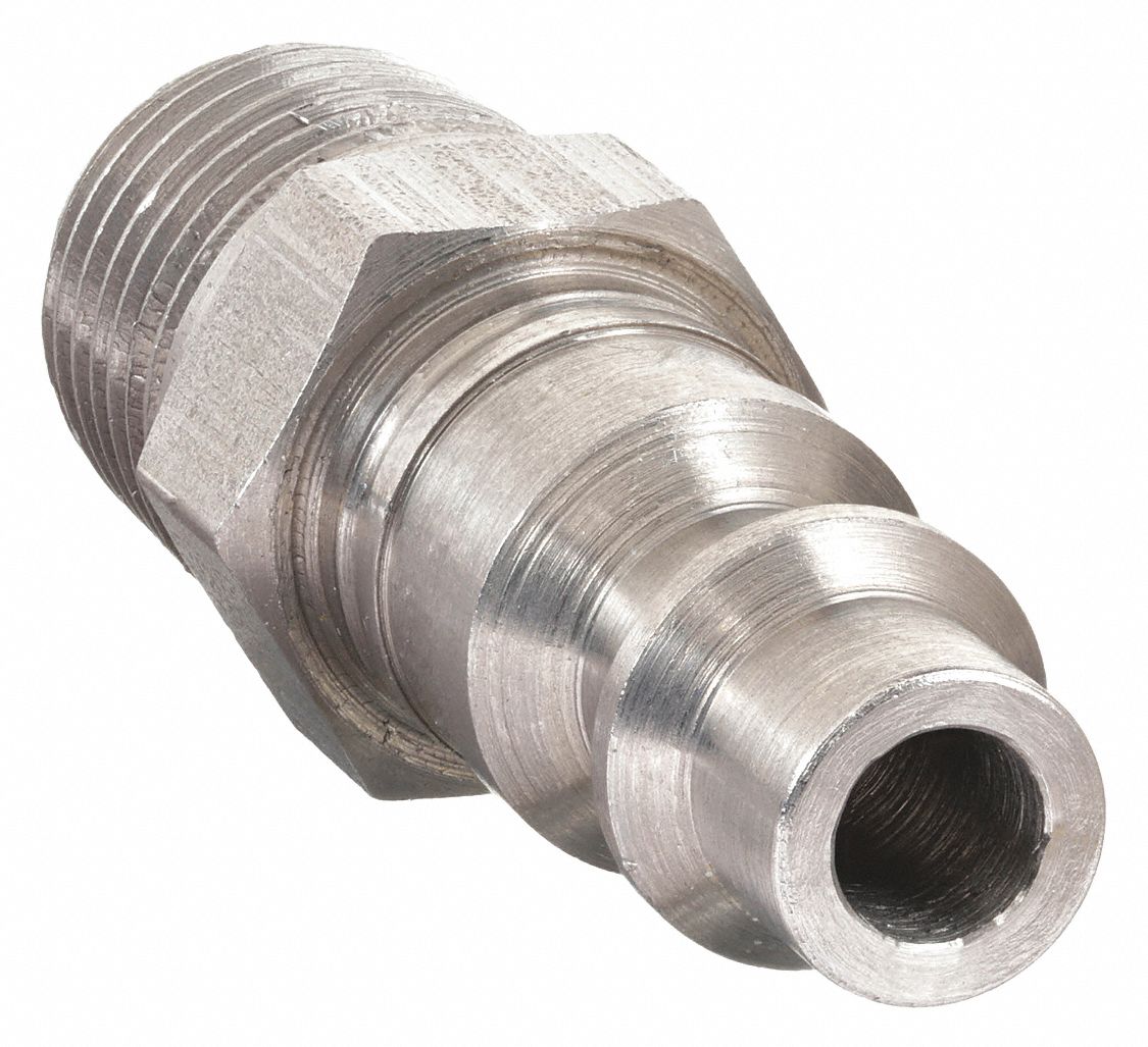 QUICK CONNECT HOSE COUPLING, ⅜ IN BODY SIZE, ⅜ IN HOSE FITTING SIZE, MNPT, STAINLESS STEEL