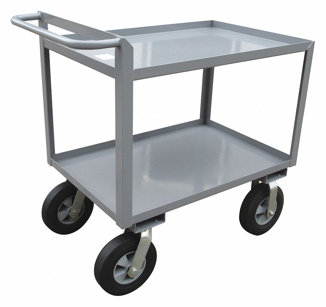 UTILITY CART WITH LIPPED METAL SHELVES, 1,500 LB LOAD CAPACITY, 36 IN X 24 IN, FLAT