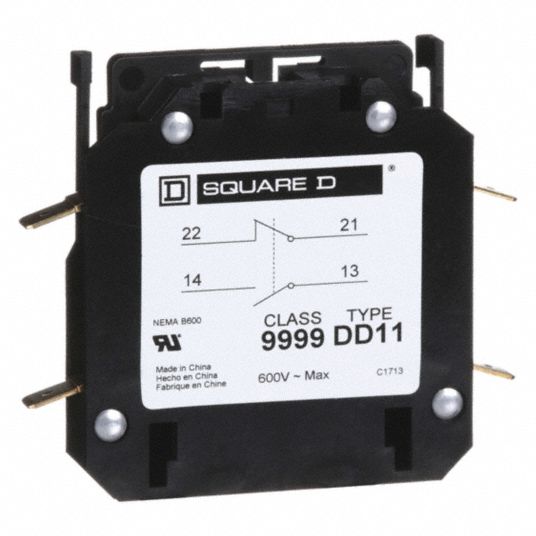 SQUARE D Auxiliary Contact, 10 A Amps, Instantaneous Type, Side Mounting 5CHJ79999DD11 Grainger