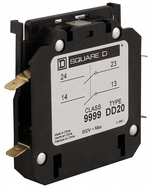 SQUARE D Auxiliary Contact, 10 A Amps, Instantaneous Type, Side ...