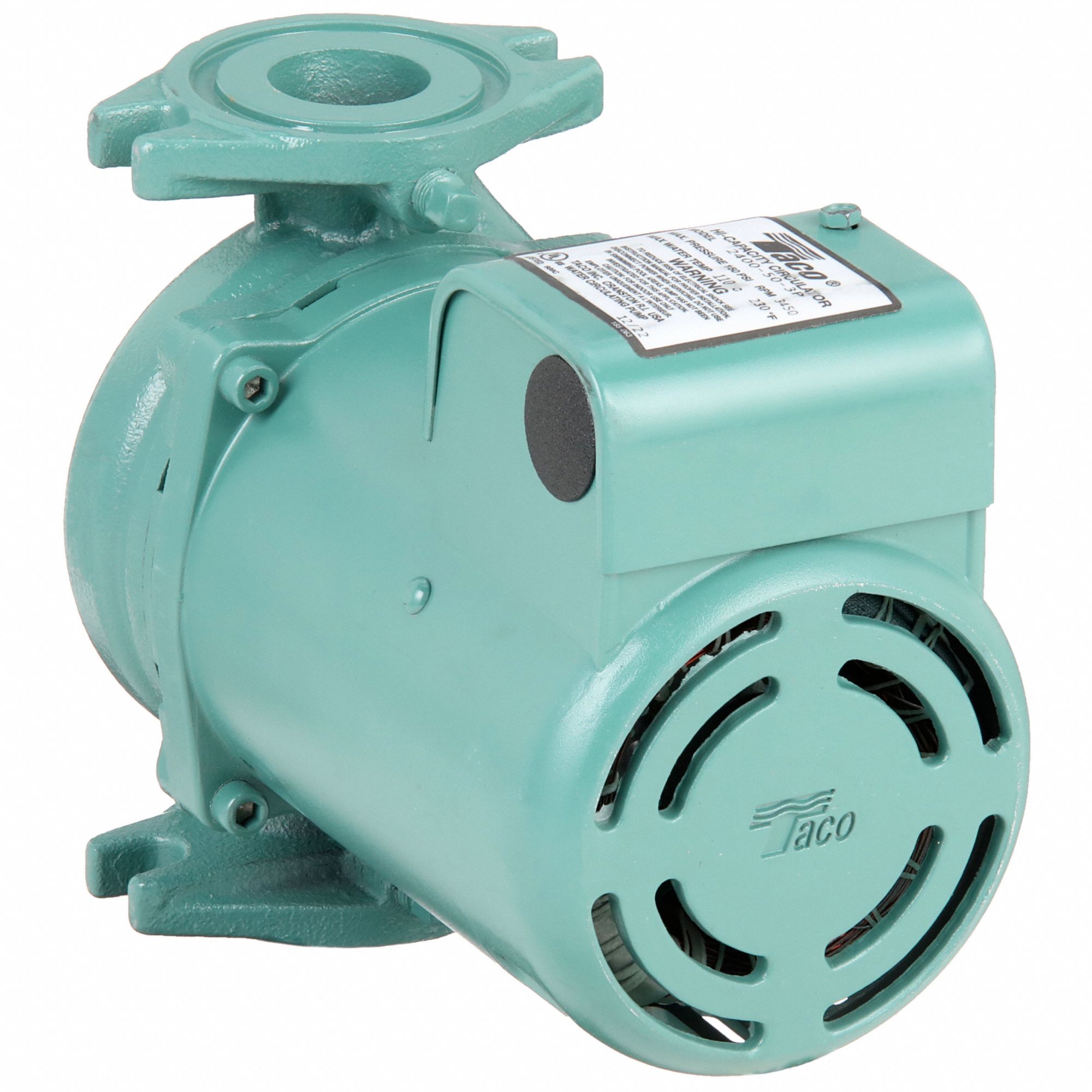 Hydronic Circulating Pump: Std, Taco, Flanged, 1/2 HP, 46 ft Max. Head, 6  3/8 in Face to Face