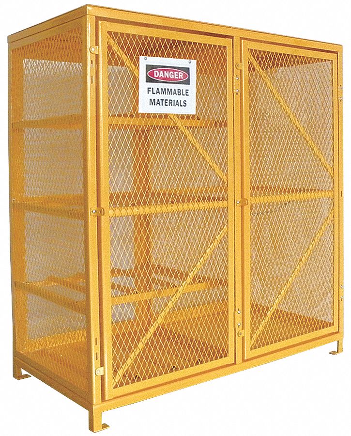 LIQUID PROPANE GAS CYLINDER CABINET, 8 HORIZONTAL/9 VERTICAL CYLINDERS, STEEL, SOLID