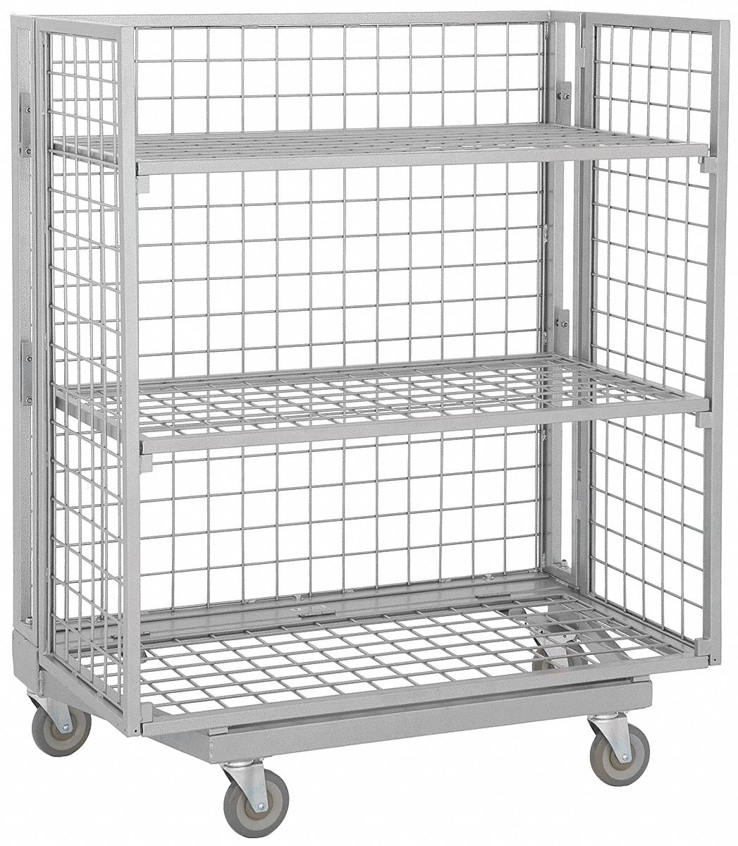 60 inx28 inx59 in, Nestable SingleSideAccess Wire Stock Cart with