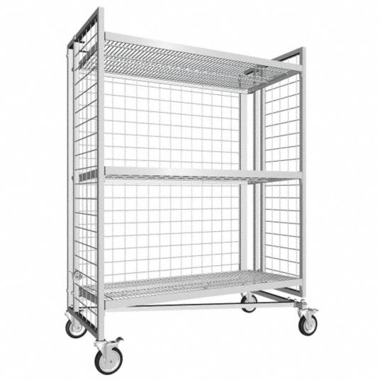 APPROVED VENDOR Nestable Single-Side-Access Wire Stock Cart with Wire  Shelves: 48 inx28 inx66 in