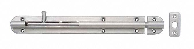 Door Bolt: Spring Bolt, 1 5/8 in Ht, 13 in Wd, 13/16 in Lg