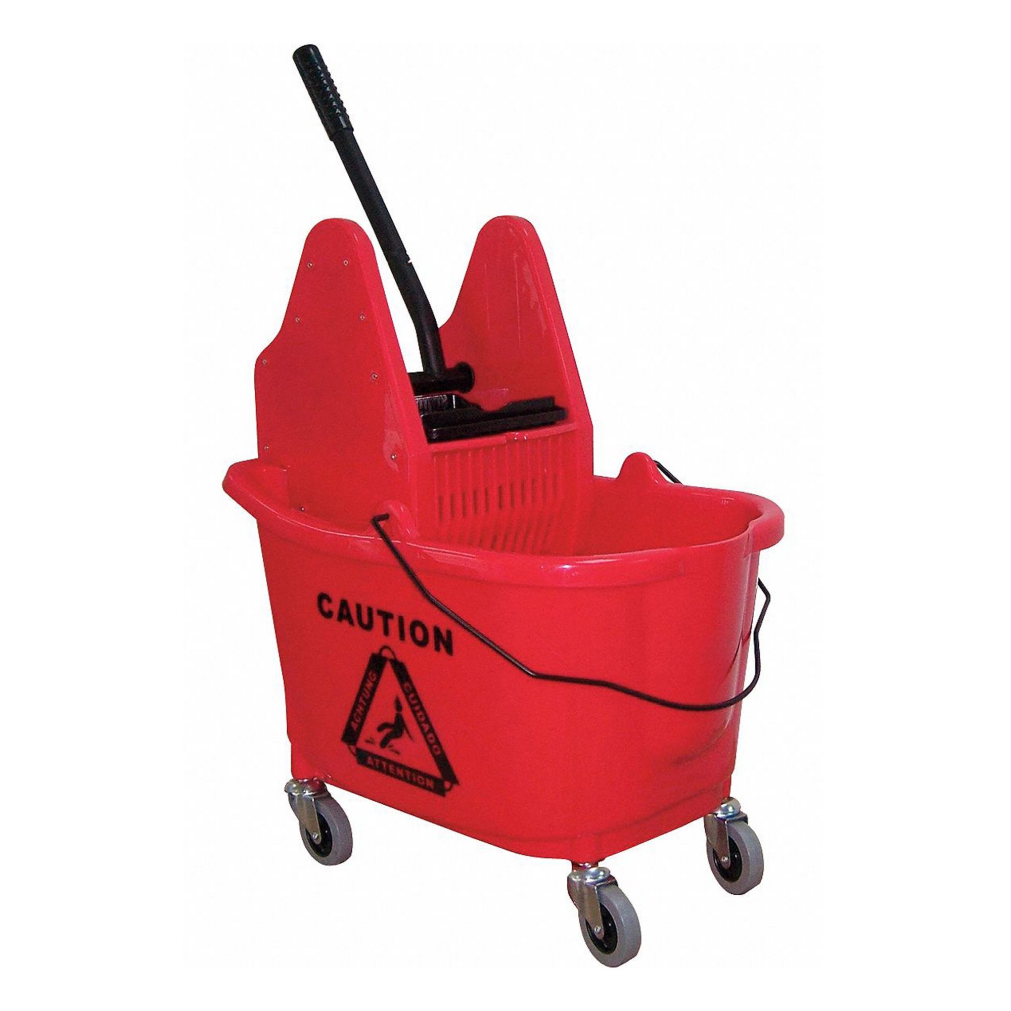 MOP BUCKET AND WRINGER,RED,DOWN PRE