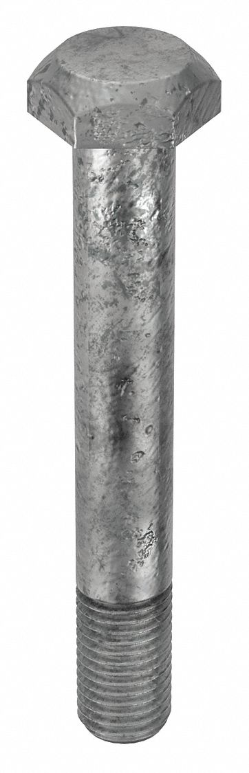 Structural Bolt: Steel, A325 Type 1, Hot Dipped Galvanized, 1 1/4"-7 Thread Size, 9 in lg, 5 PK