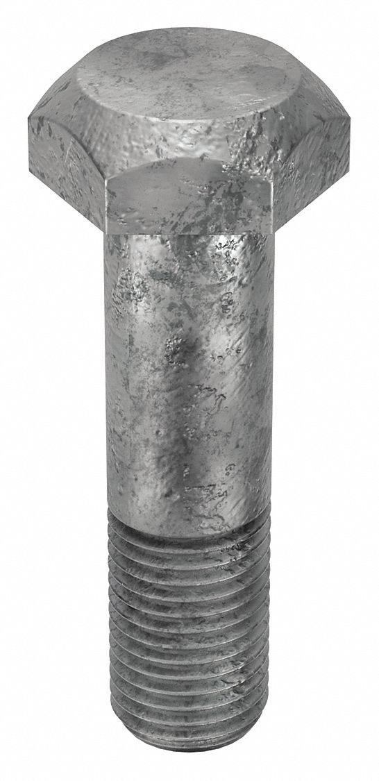Structural Bolt: Steel, A325 Type 1, Hot Dipped Galvanized, 1 1/4"-7 Thread Size, 4 3/4 in lg, 85 PK