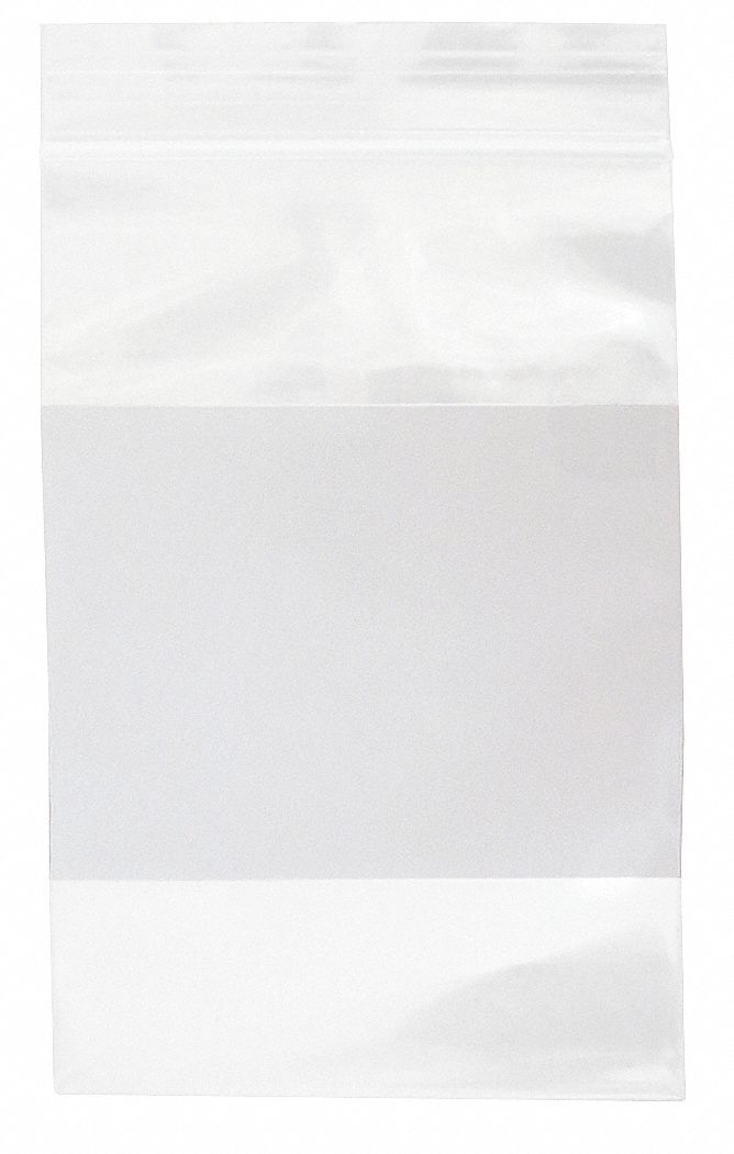 RECLOSABLE POLY BAG, 4 MIL THICK, 3 IN W, 5 IN L, DISPENSER BOX, ZIP, 1,000 PK