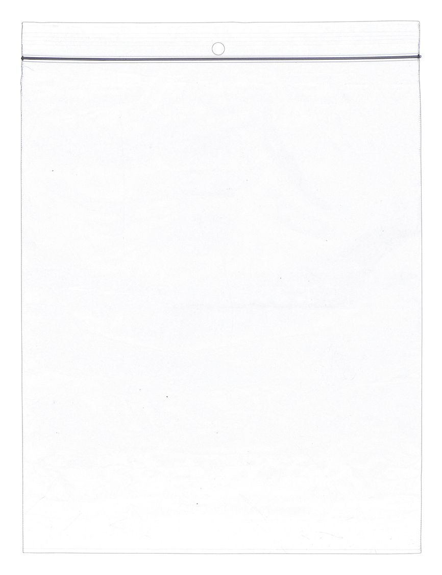 Reclosable Poly Bag: 2 mil Thick, 8 in Wd, 10 in Lg, With Hang Hole, 1, 000 PK