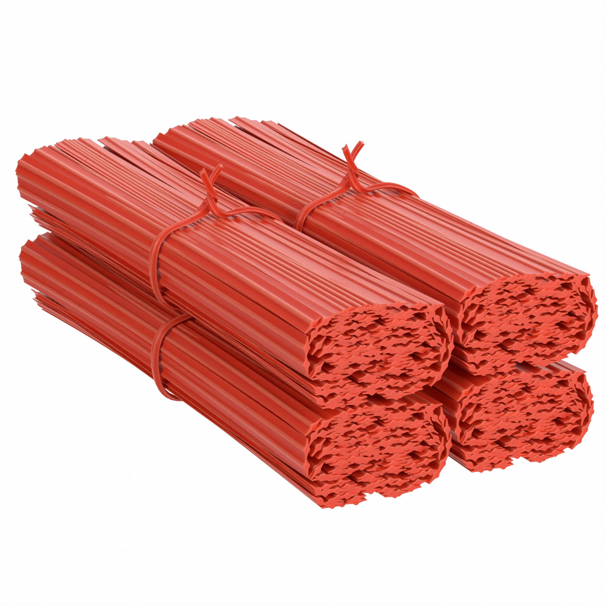 Twist Ties: 4 in Lg, 1/4 in Wd, Wire, Red, Plastic, 10, 000 PK