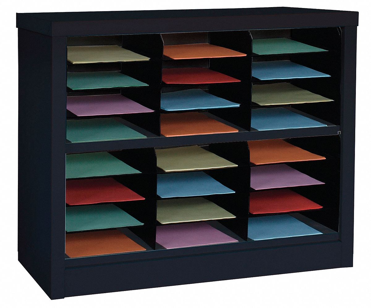 Black, 24 Compartments, Literature Organizer - 5CRX9|5CRX9 - Grainger