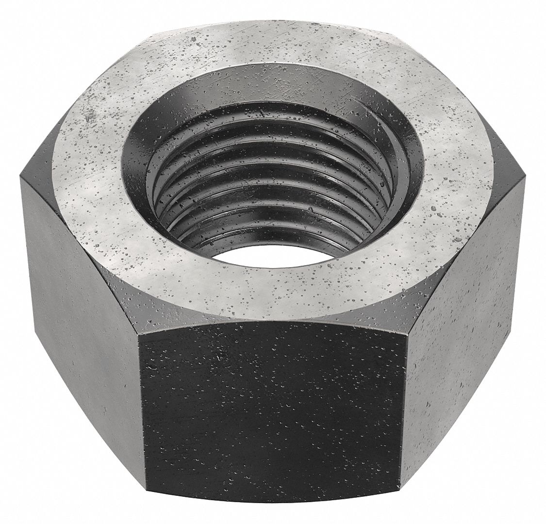 Hex Nut: Heavy Hex, 1 1/4"-7 Thread, 2 in Hex Wd, 1 7/32 in Hex Ht, Steel, Grade C, Thicker, 270 PK