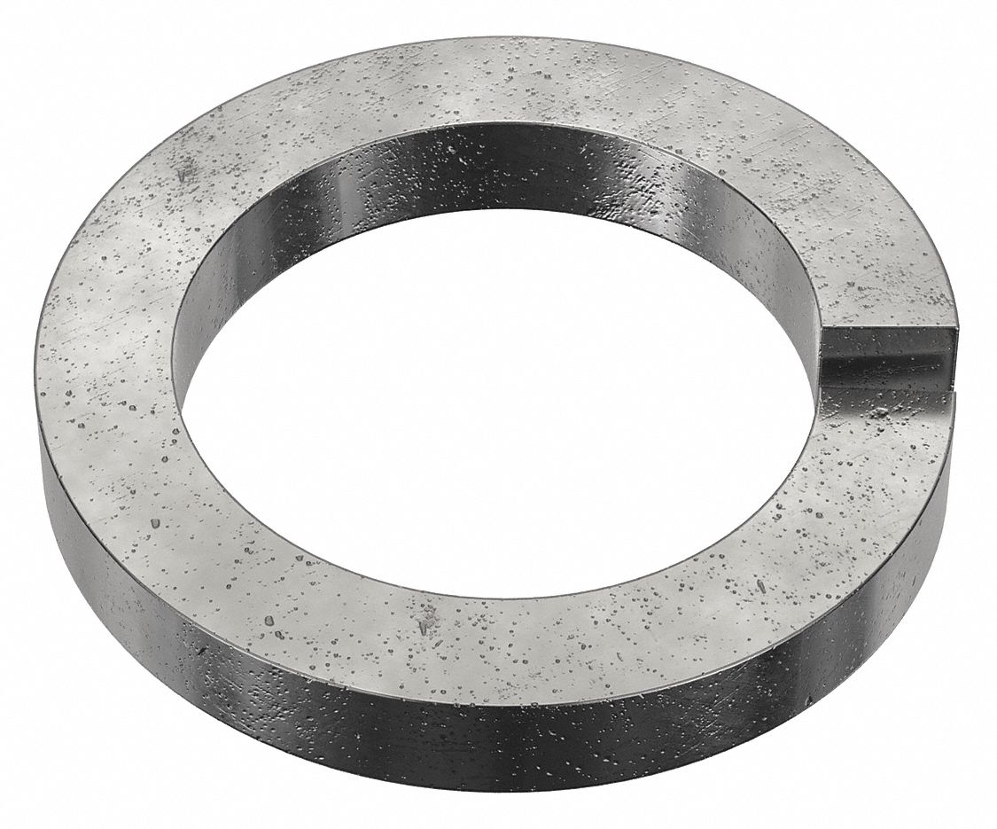 Split Lock Washer: Steel, 2 in Screw Sz, 2 1/64 in Max. Inside Dia, 25/64 in Max Thick, 125 PK