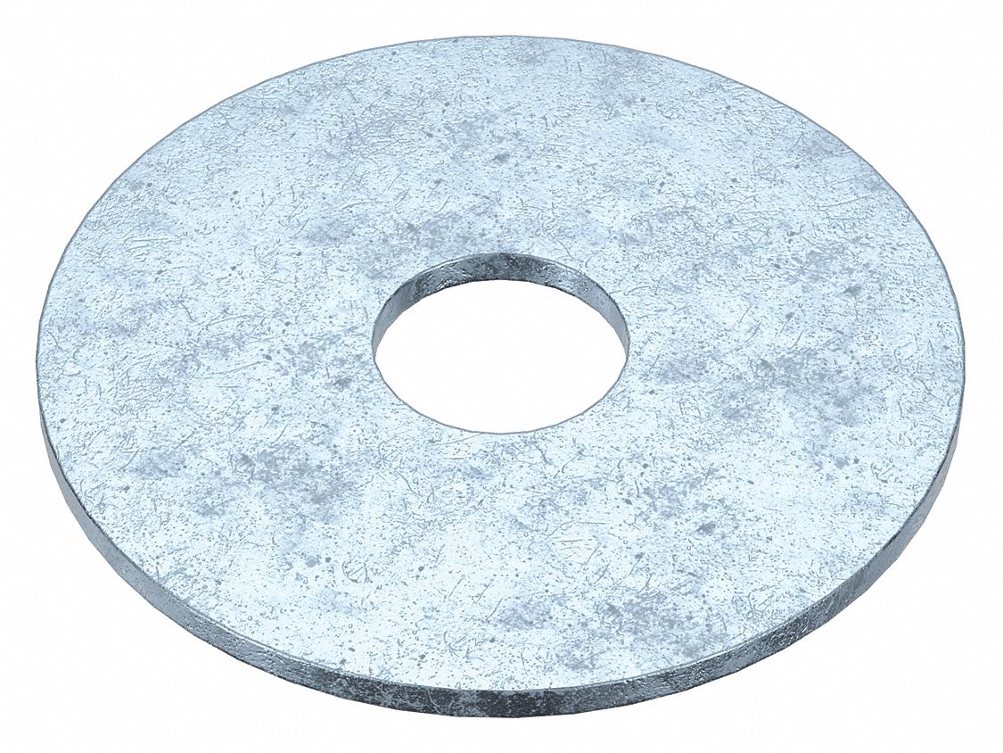 Large O.D. Oversized Washer: Case Hardened, Zinc Plated, Steel, 5/16 in Screw Sz, 2, 400 PK