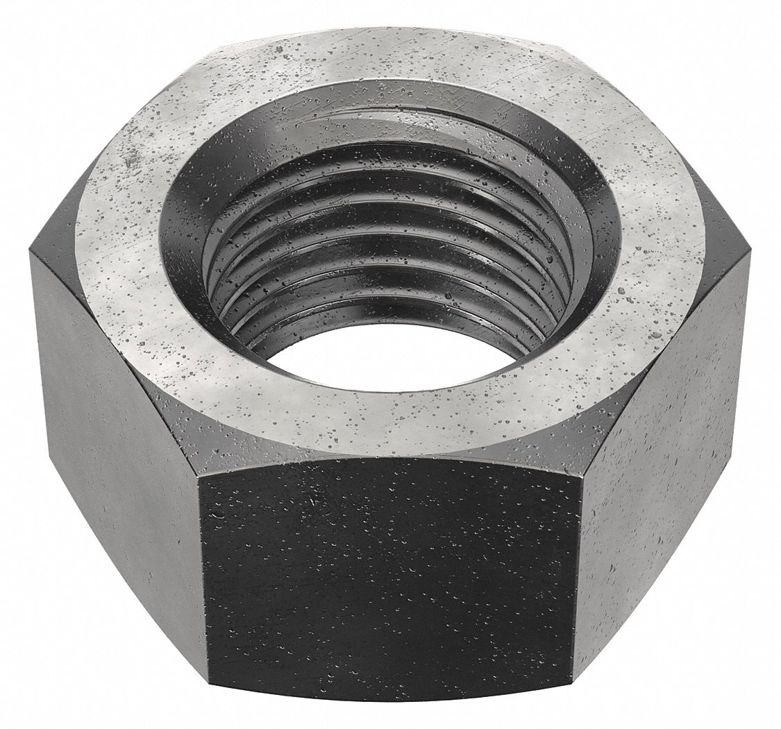Hex Nut: Std Hex, 2"-4 1/2 Thread, 3 in Hex Wd, 1 49/64 in Hex Ht, Steel, Grade 2, Std, 20 PK