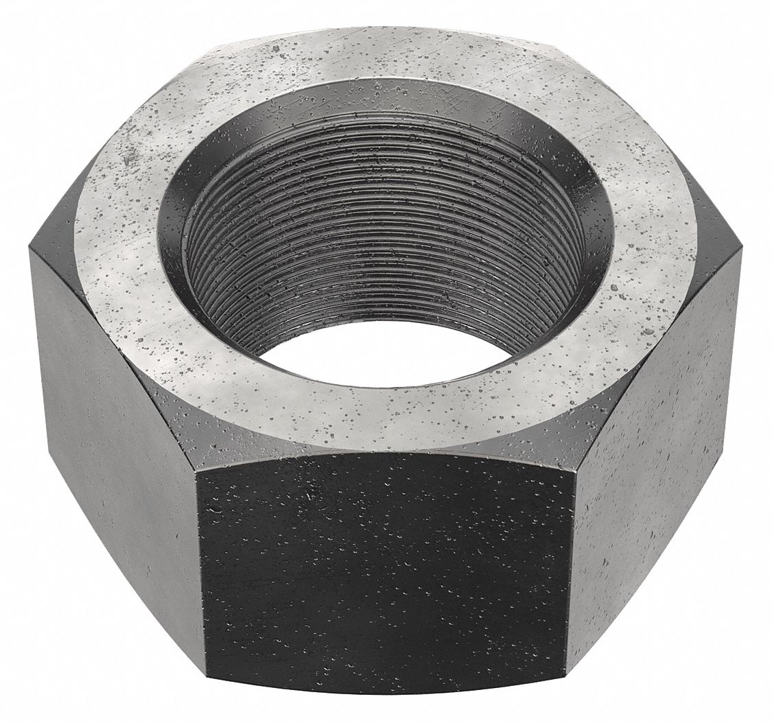 Hex Nut: Std Hex, 2 1/4"-12 Thread, 3 3/8 in Hex Wd, 1 15/16 in Hex Ht, Steel, Grade 2, Std, 16 PK