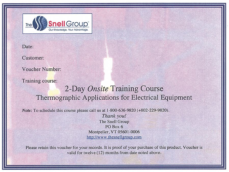 Thermography Training: Electrical Applications, 16 Hours Over 2 Days, On Site, 5CVP9