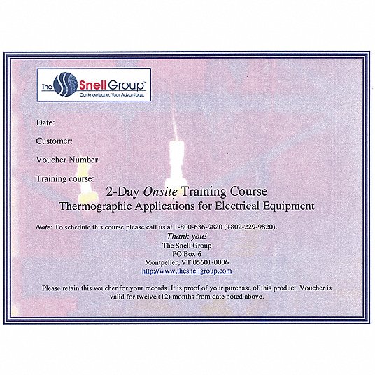 Thermography Training: Electrical Applications, 16 Hours Over 2 Days, On Site, 5CVP9