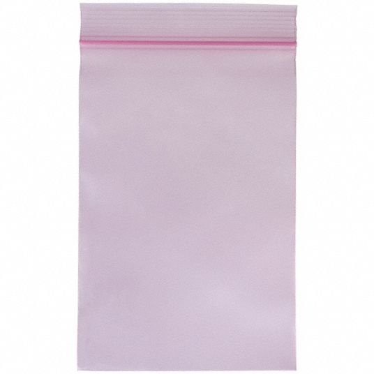 4 x 8 4 mil Pink Anti-Static Zipper Bag, 1000 per Case