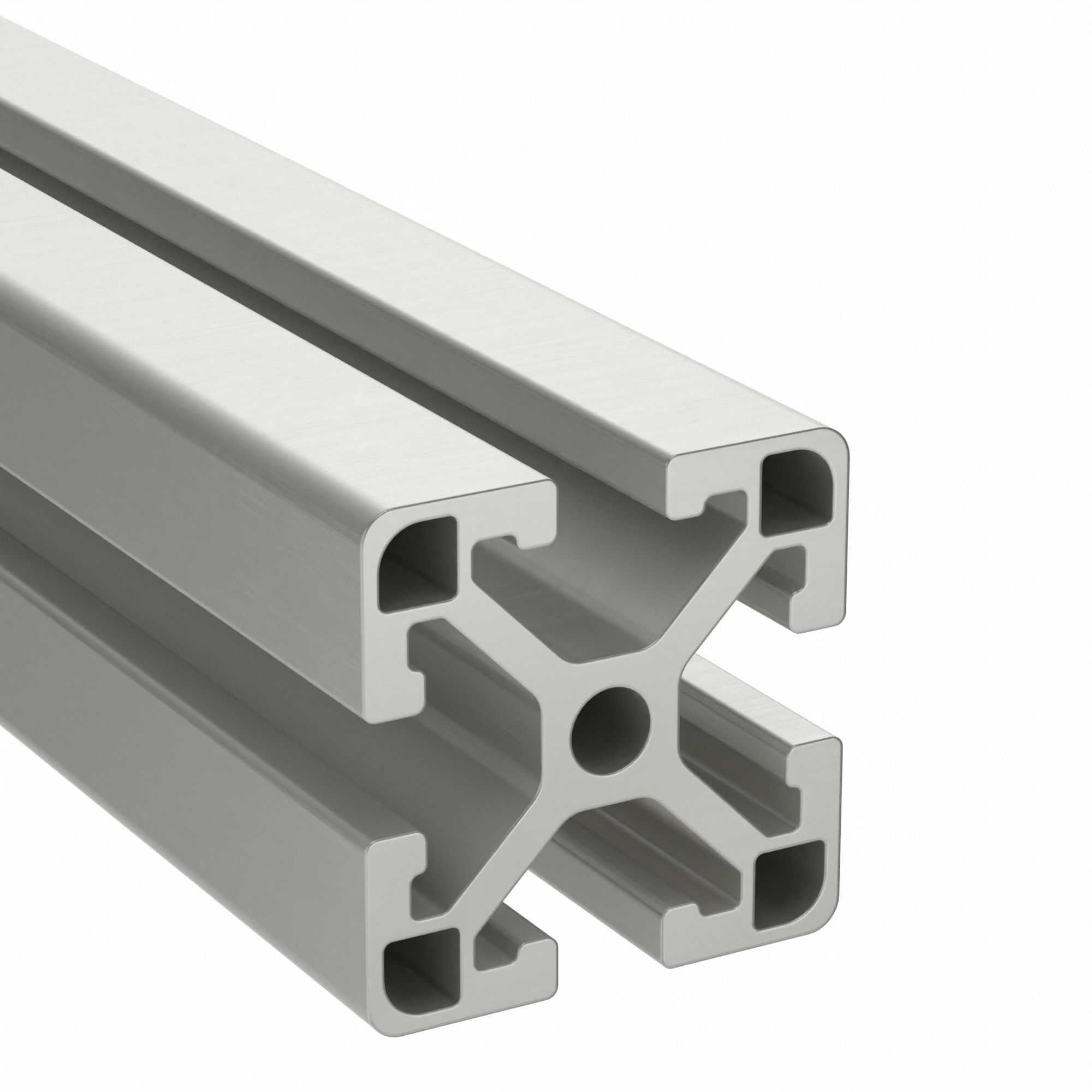 T-Slot Framing Extrusion: 15 Series, 4 ft Lg, 1 1/2 in x 1 1/2 in, Silver, Single, Smooth, 4 Slots