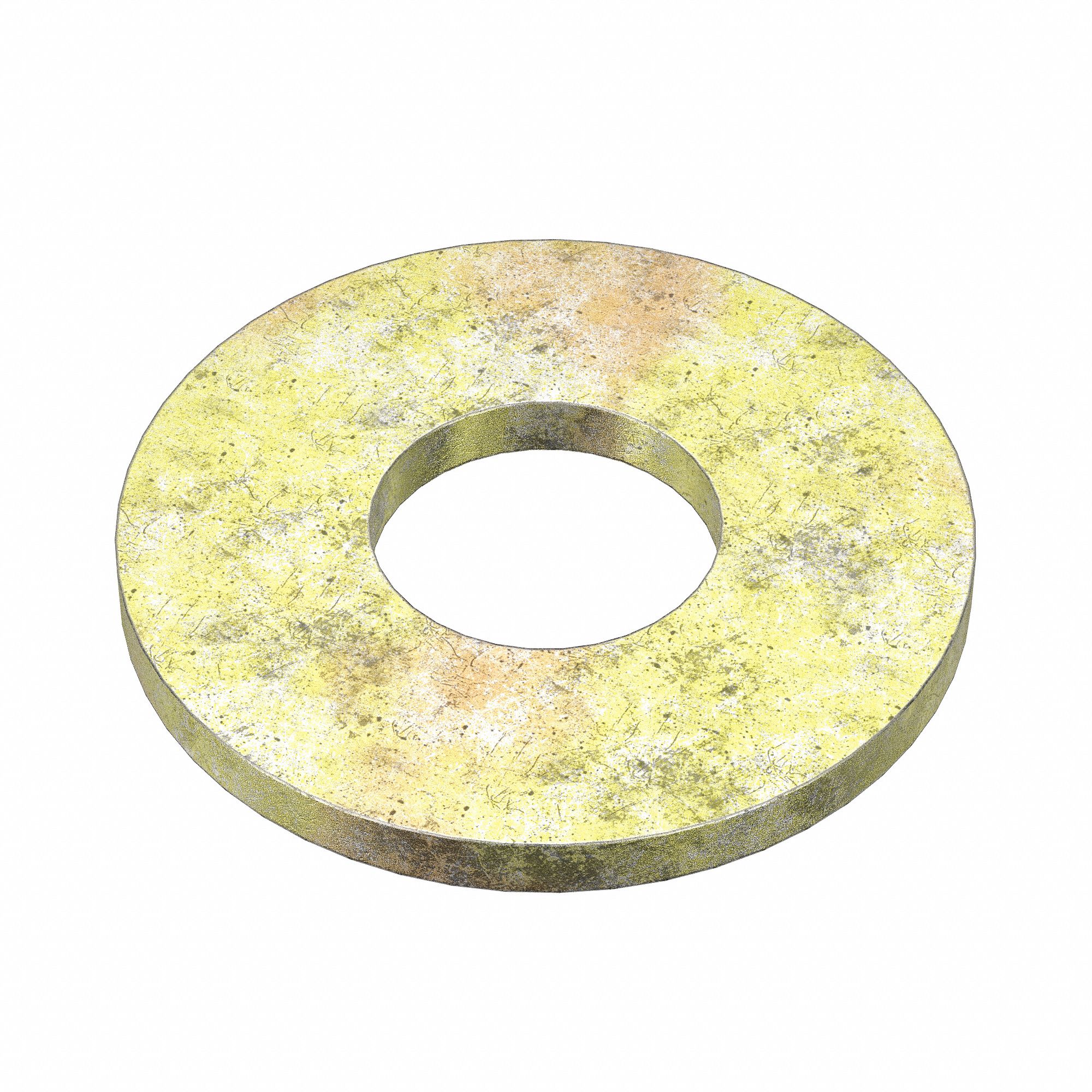 USS Washer: Case Hardened, Zinc Yellow, Steel, 1/2 in Screw Sz, 0.563 in In Dia, 1, 500 PK