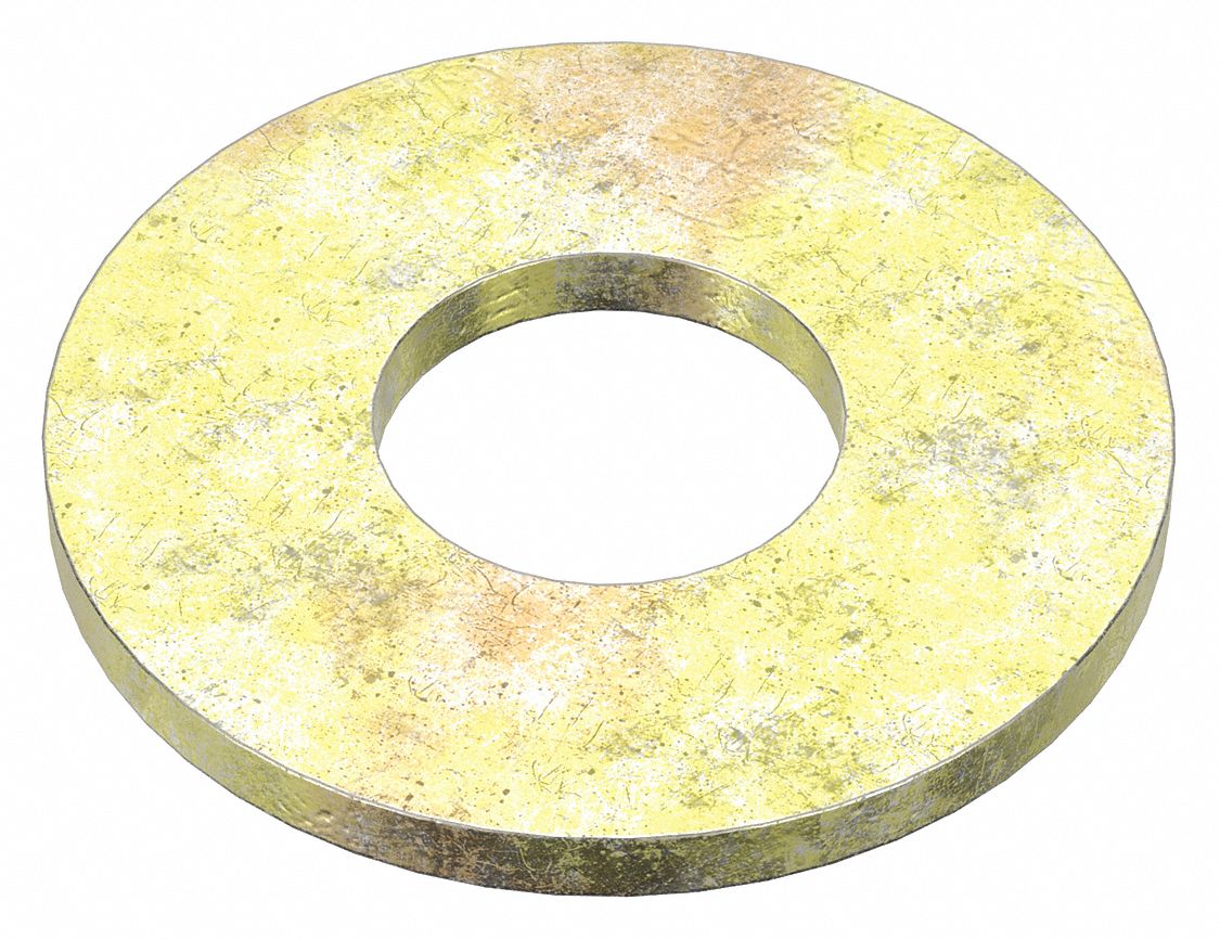USS WASHER, FOR SCREW SIZE 9/16 IN, STEEL, GRADE 2, ZINC YELLOW, 0.625 IN ID, 1,200 PK