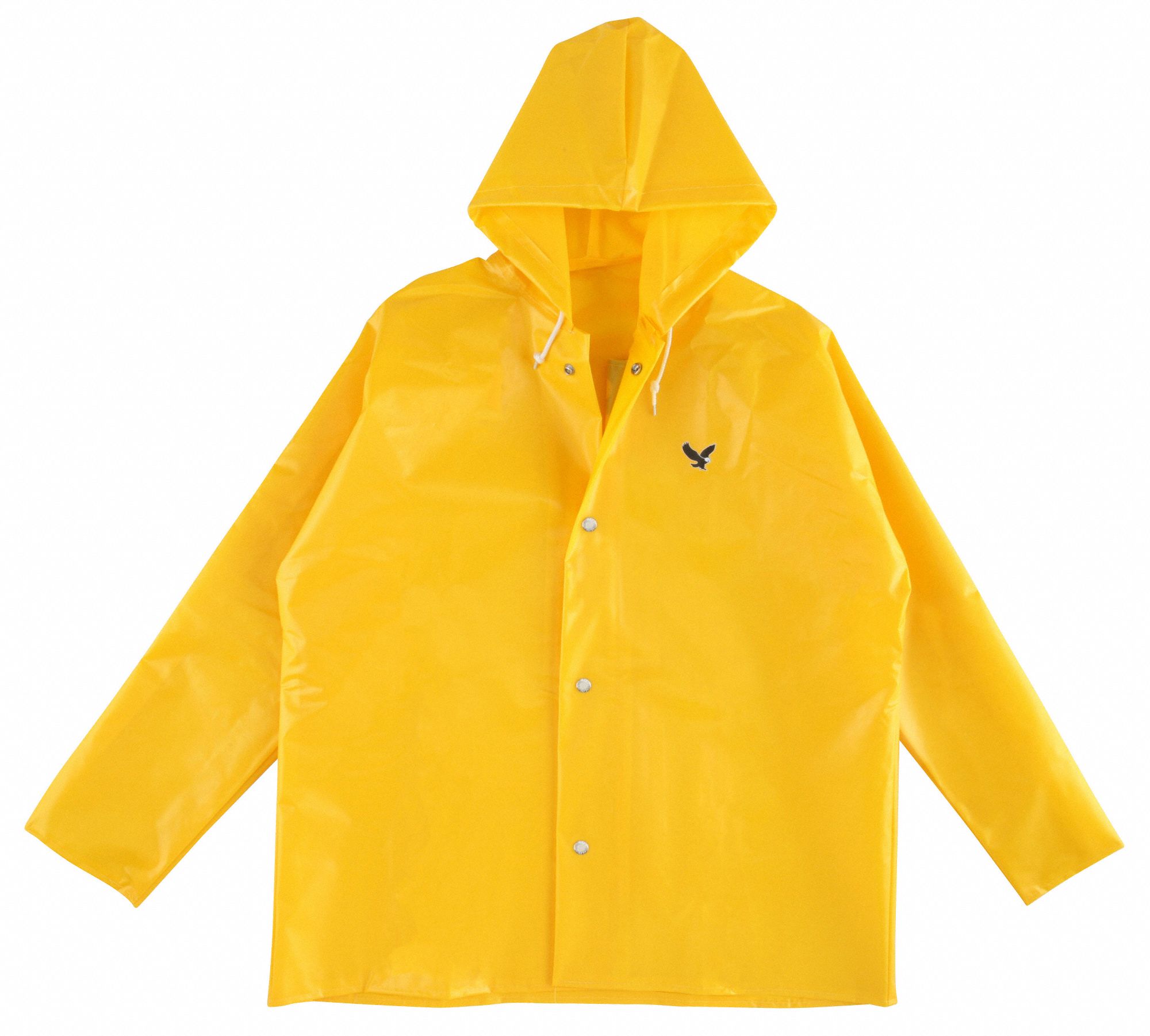 UNISEX RAIN JACKET WITH HOOD, L, GOLD, STORM FLAP, NYLON