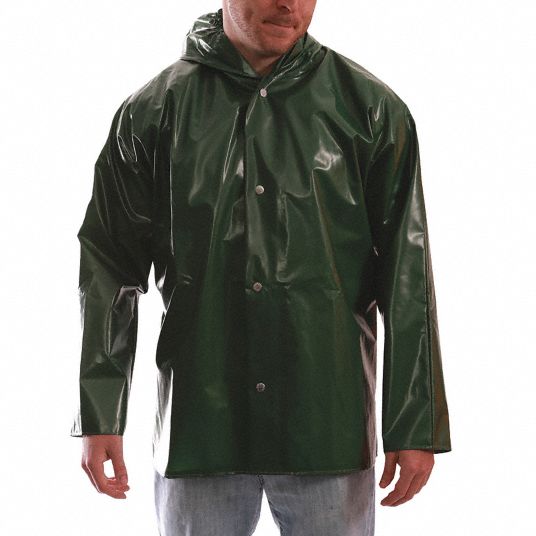 TINGLEY Green, Rain Jacket with Hood, S, Polyurethane, Unisex, Hood ...