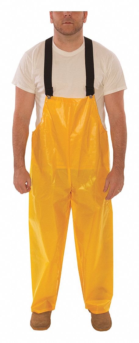 lg O24122 TINGLEY Large Fluorescent Yellow-Green 30 Icon 12 mil Polyurethane and Polyester Bib Overalls with Front Snap