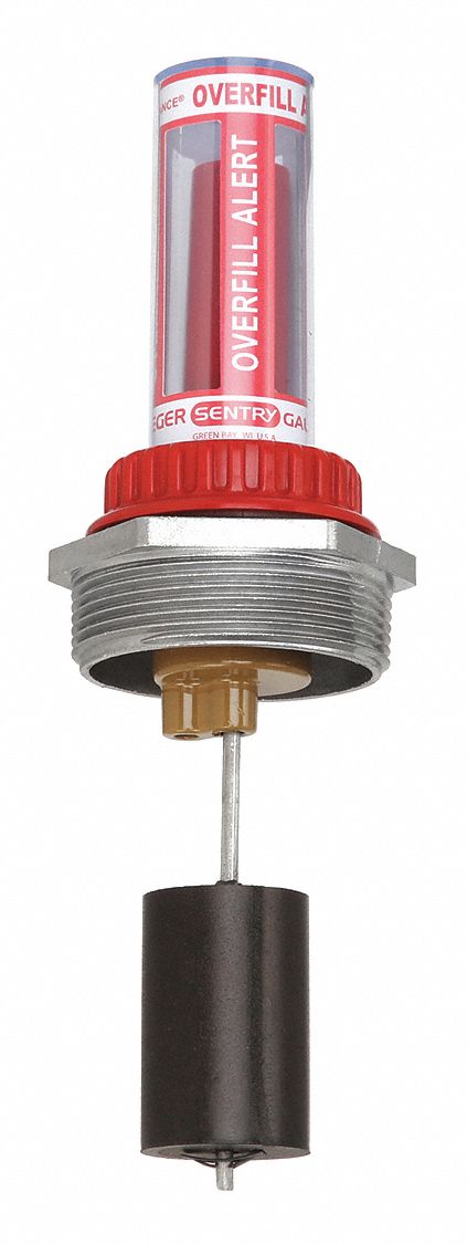 OVERFILL ALERT GAUGE, FOR 6 IN CONTAINER D, 2 IN, ALUMINUM/POLYPROPYLENE
