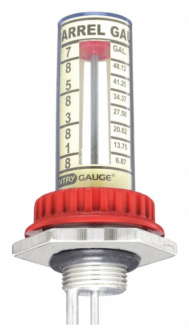 LEVEL GAUGE, FOR 33½ IN CONTAINER D, ¾ IN, GALVANIZED STEEL/HDPE