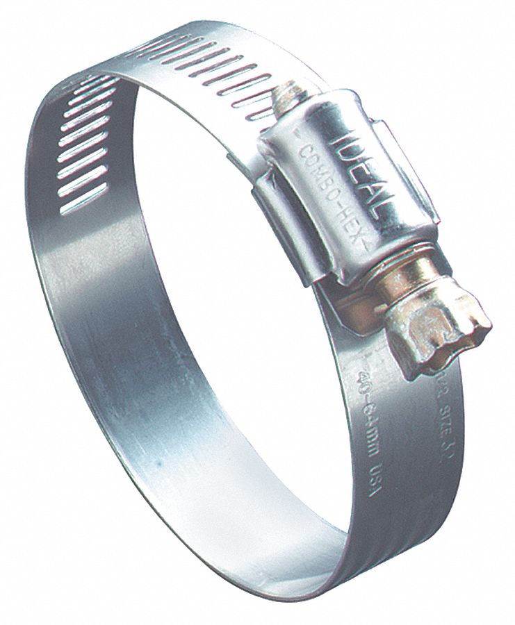 Worm Gear Hose Clamp: Interlocked, 9/16 in Hose Clamp Band Wd, Plated Carbon Steel, 10 PK