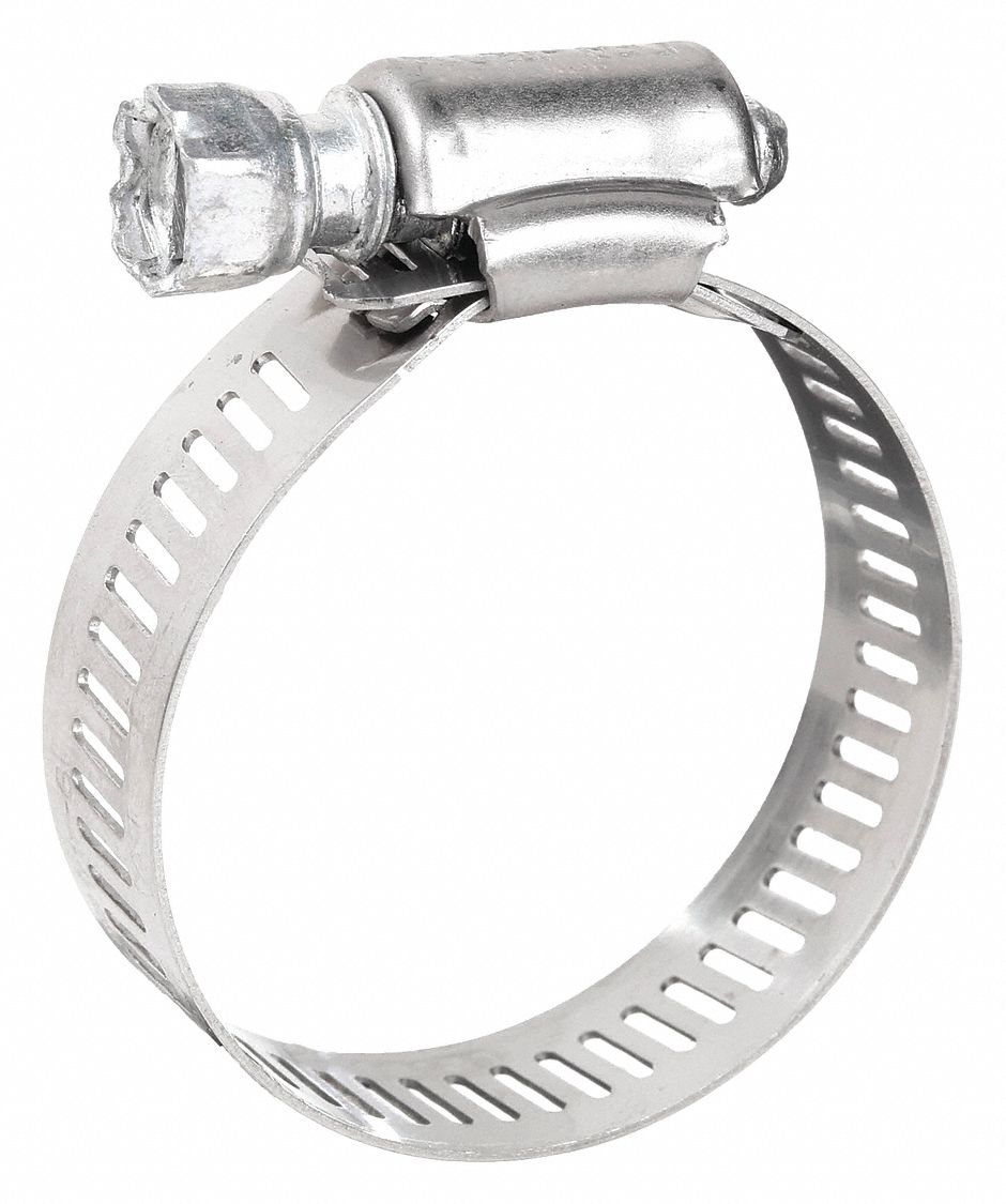 WORM GEAR HOSE CLAMP, 201 STAINLESS STEEL, PERFORATED BAND, ¾ IN TO 2¾ IN CLAMPING DIA, 10 PK