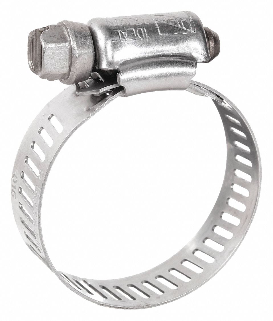 WORM GEAR HOSE CLAMP, 201 STAINLESS STEEL, PERFORATED BAND, 1¼ IN TO 3¼ IN CLAMPING DIA, 10 PK