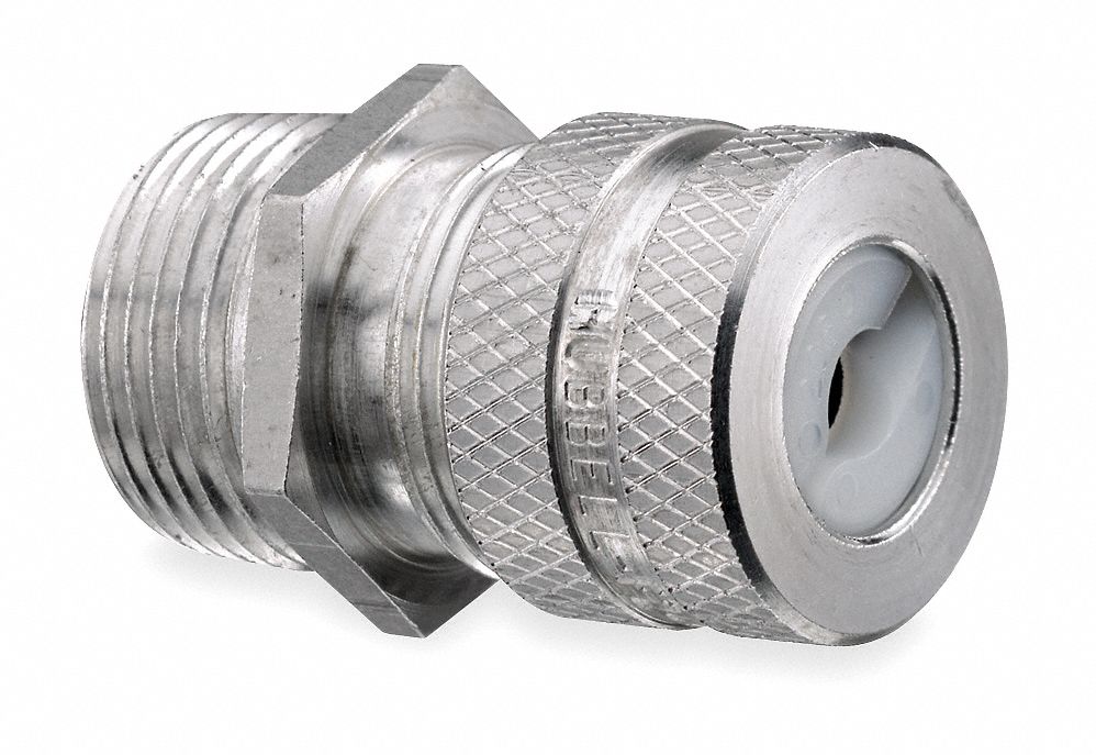 Liquid Tight Cord Connector with Strain Relief: Straight, Aluminum, 1 1/4  in MNPT, Mesh, 1 Cords