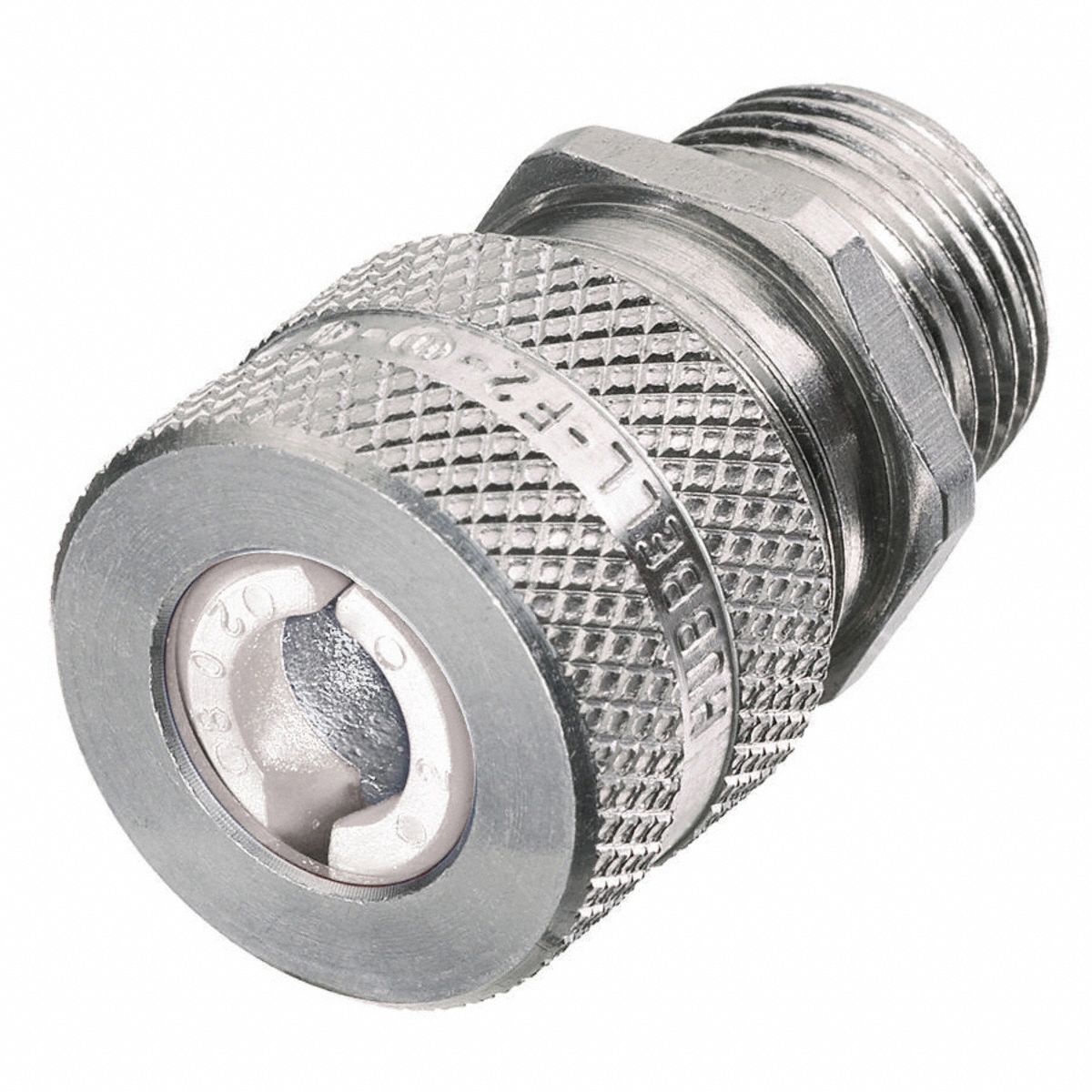 LIQUID TIGHT CORD CONNECTOR, ALUMINUM, ½ IN MNPT, 0.25 IN TO 0.38 IN, SILVER