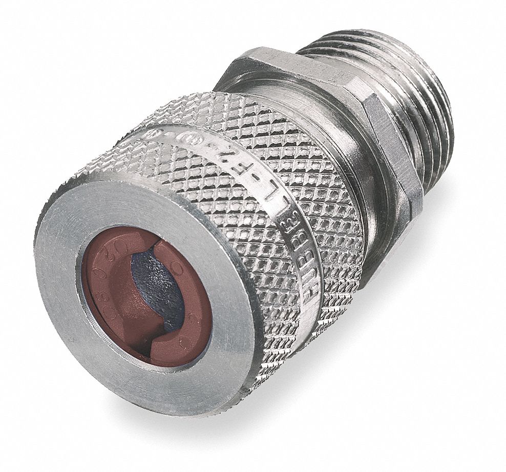 CONNECTEUR CORDON ÉTANCHE LIQUIDES, AL, 3/4 PO MNPT, 0,50 À 0,63 PO, ARGENT, 1 CORDON, NÉOPRÈNE