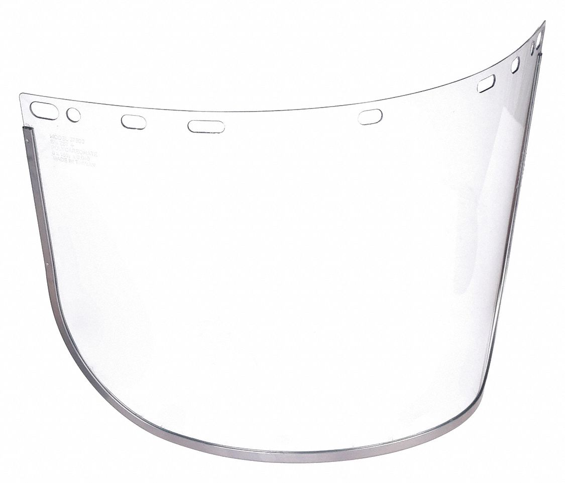 REPLACEMENT FACESHIELD, CLEAR, PC/ALUMINUM BOUND, CSA, 15½ X 8 X0.04 IN
