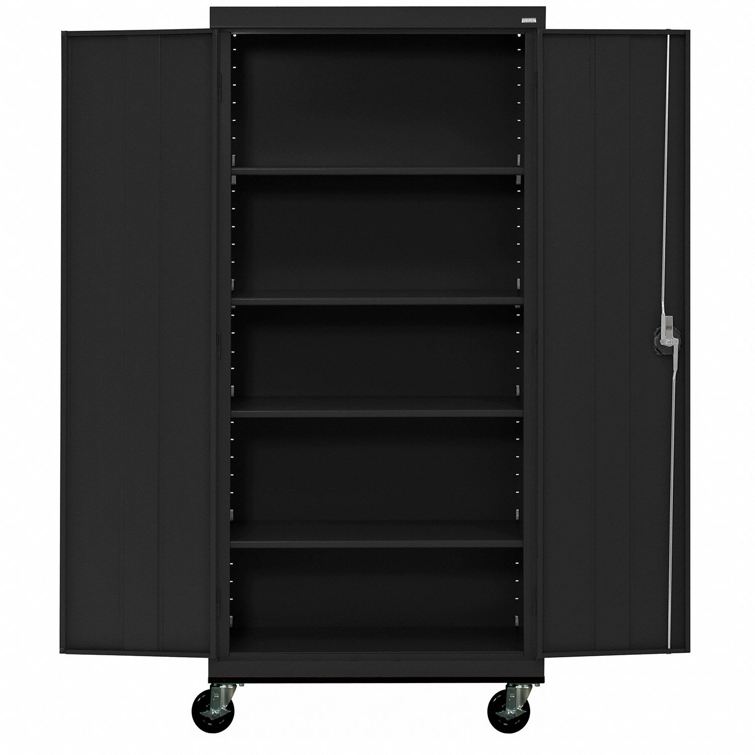 SANDUSKY Storage Casters, 36 in x 24 in x 78 in, Recessed Pull, Keyed, 2 Shelves, Adj