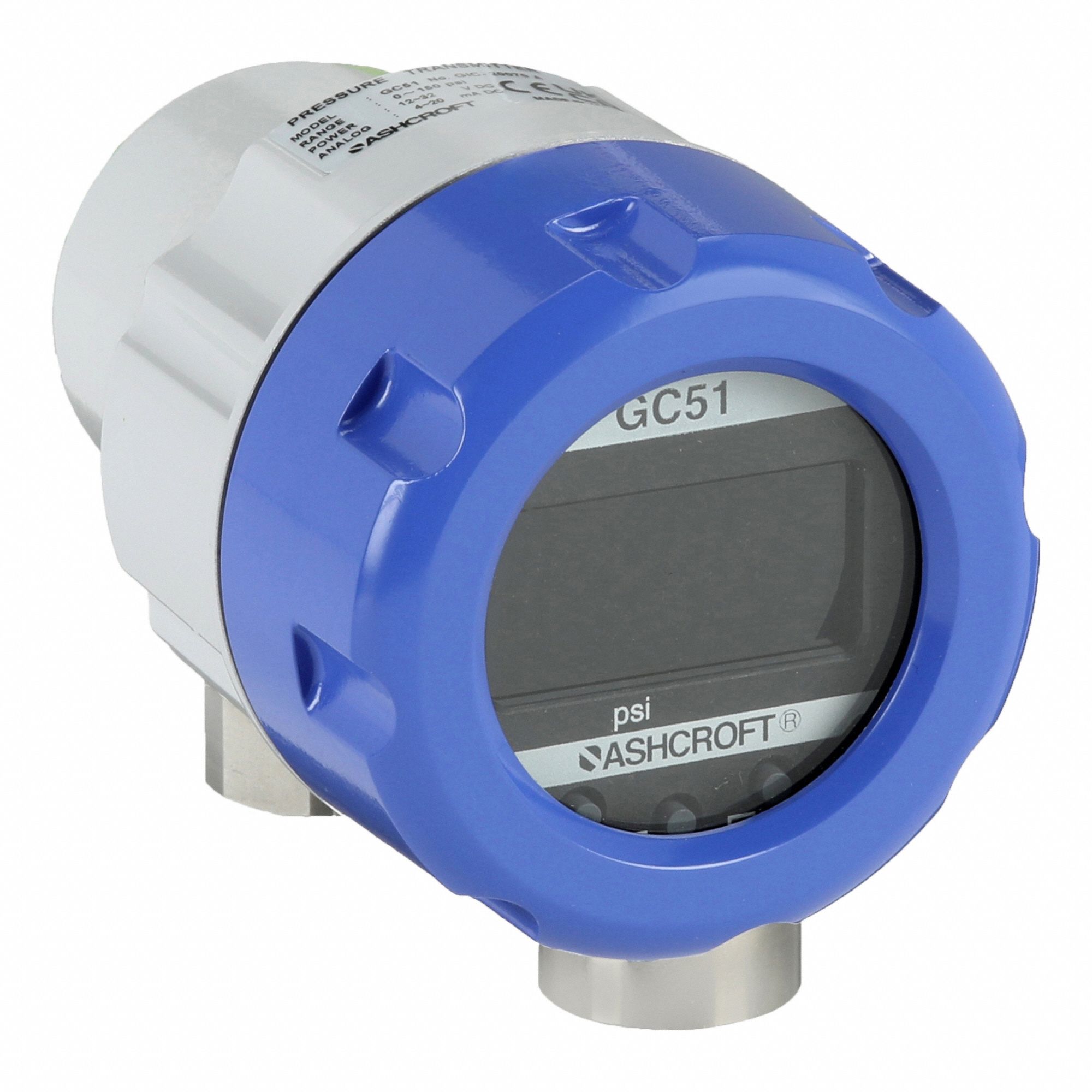 Indicating Transmitter: 0 psi to 150 psi, 4 to 20 mA, Screw Terminals, 1/4 in Female NPT, IP66 /4