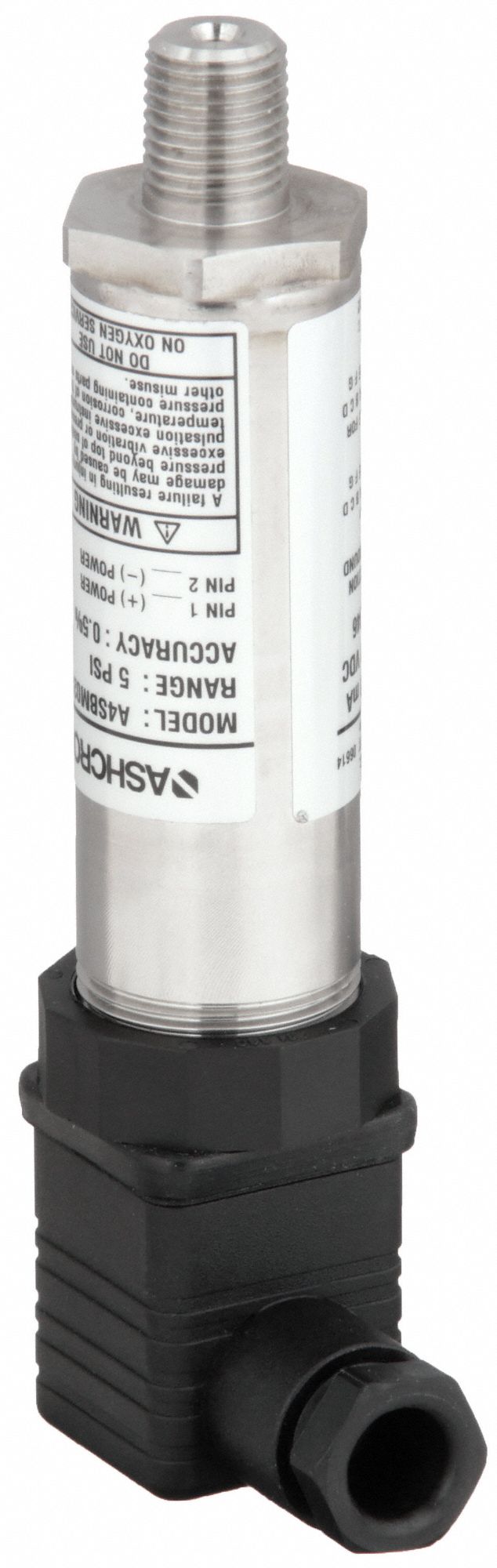 Pressure Transmitter: 0 psi to 5 psi, 4 to 20mA DC, Hirschmann® Form A DIN 43650-A, IP65 /4X, Gauge