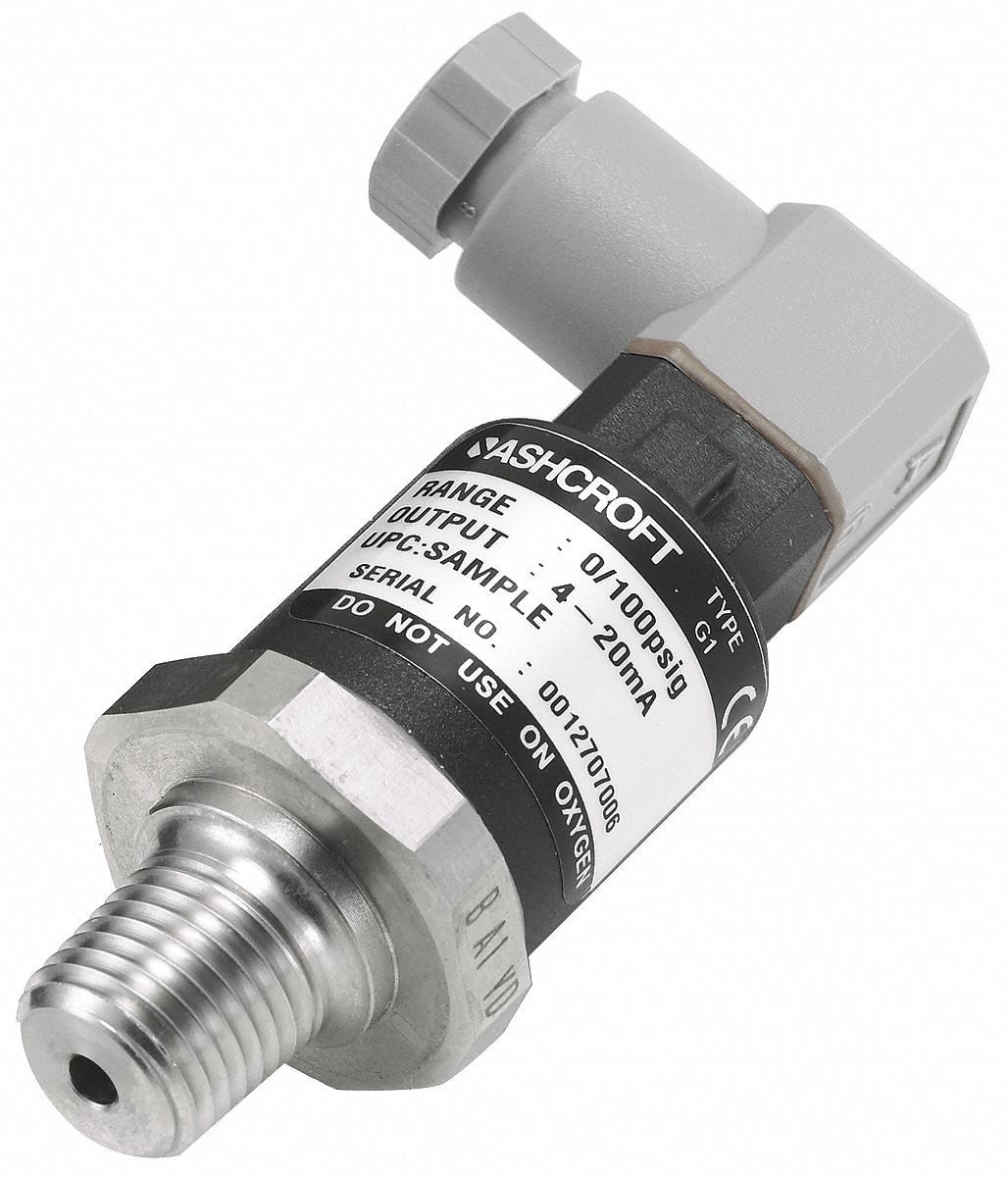 Pressure Transmitter: 0 psi to 30 psi, 4 to 20mA DC, 4-Pin Mini-DIN  Hirschmann G Series Connector